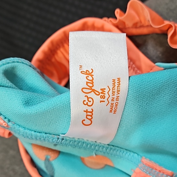 Cat & Jack, aqua, peach, swimsuit, size 18 months (23.5-26lbs) - Picture 5 of 8